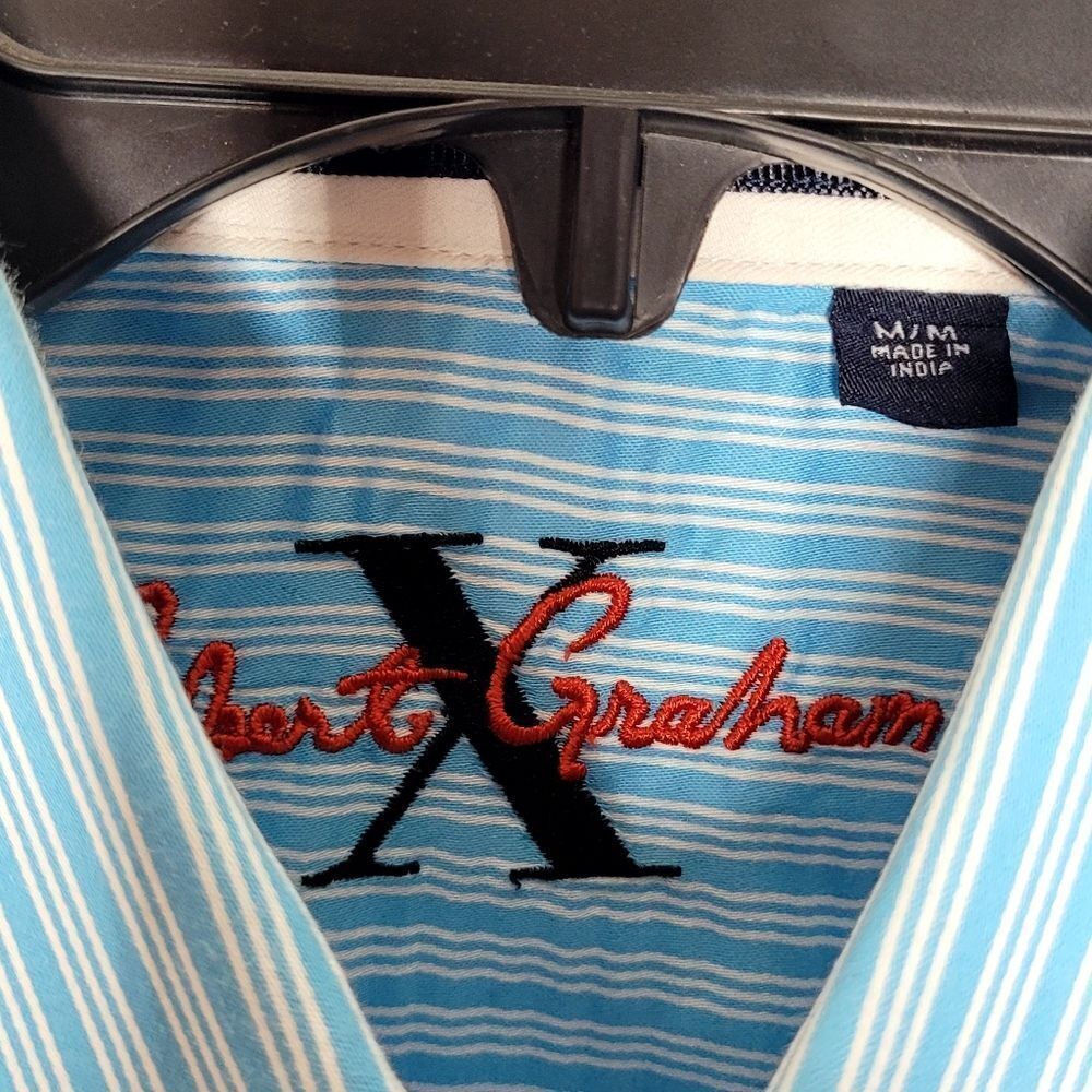 Robert Graham X Collection Striped Flip Cuff Button Down Shirt Size Medium - Picture 6 of 13